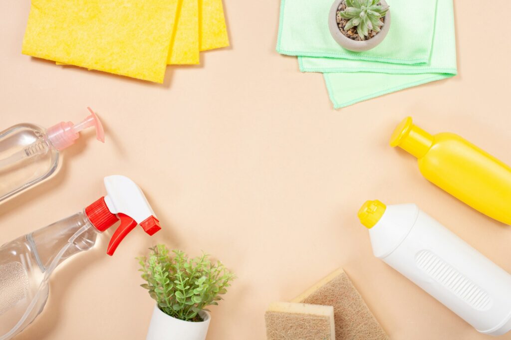Eco-friendly clean, cleaning products in the house.